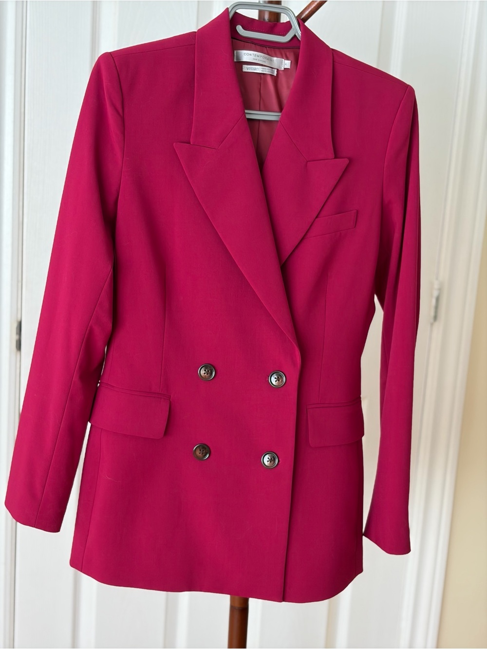 Simons Double-Breasted Blazer in Bright Fuchsia